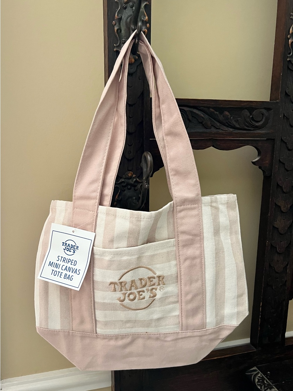 Trader Joe's Tan Striped Canvas Tote Bag limited edition 2026